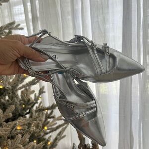 Soda Silver Strappy Heels